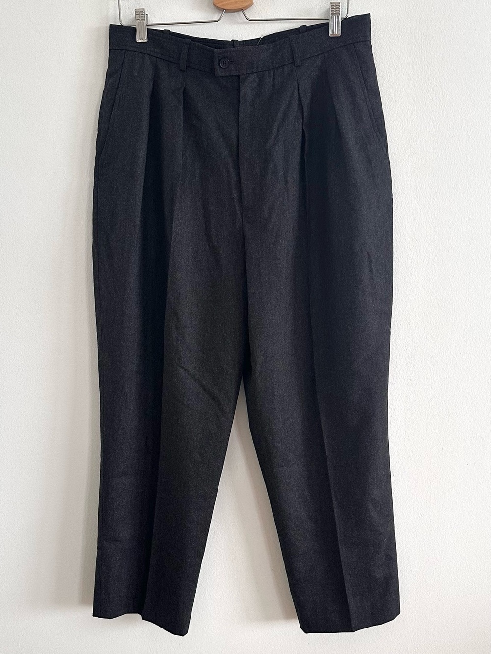 Polo Ralph Lauren 100% wool double pleated dark gray trouser pants size 12